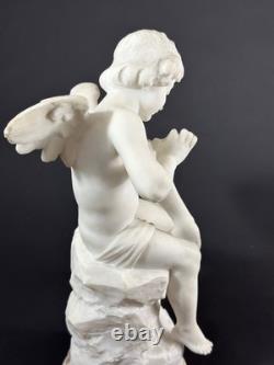Ancien statue sculpture Ange Amour papillon Psyché antique Albâtre Pugi 19ème