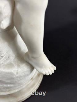Ancien statue sculpture Ange Amour papillon Psyché antique Albâtre Pugi 19ème