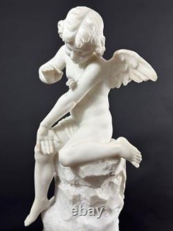 Ancien statue sculpture Ange Amour papillon Psyché antique Albâtre Pugi 19ème