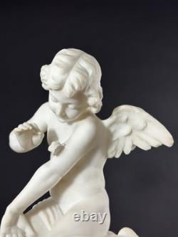 Ancien statue sculpture Ange Amour papillon Psyché antique Albâtre Pugi 19ème