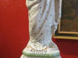 Ancien statue sculpture epoque XVIIIe vierge enfant ste Anne en faience emaillée