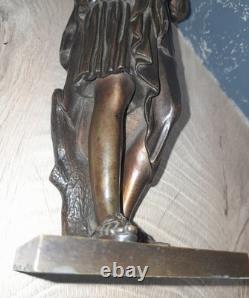 Ancien statuette femme antique en bronze patiné old statue Déco 25cm