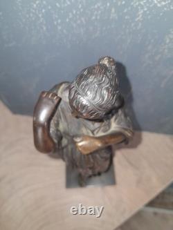 Ancien statuette femme antique en bronze patiné old statue Déco 25cm