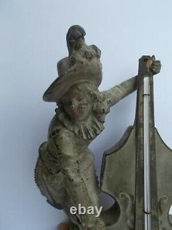 Ancien thermomètre du 19eme siècle sculpture musicien statue antique thermometer