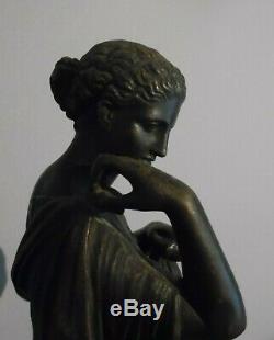 Ancienne Grande Sculpture Régule Patine Bronze Signée E. DUBOIS Statue Art Déco