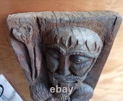 Ancienne Grande Statue Sculpture En Bois Saint Jérôme Ancien Objet Dévotion