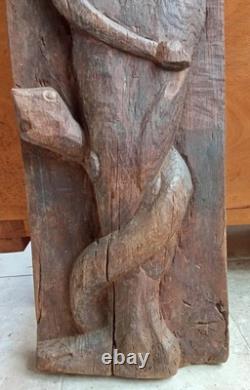 Ancienne Grande Statue Sculpture En Bois Saint Jérôme Ancien Objet Dévotion
