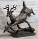 Ancienne Mode Art Cerf Buck Renne Bronze Sculpture Statue Signée Williams