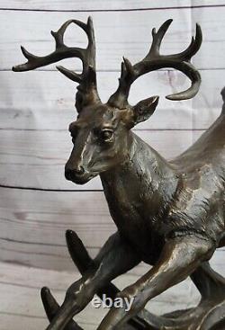 Ancienne Mode Art Cerf Buck Renne Bronze Sculpture Statue Signée Williams