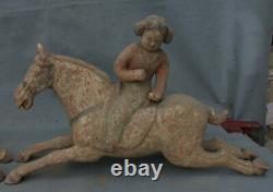 Ancienne Paire de Statue Cheval FPaire de statues de chevaux de cheval de fille