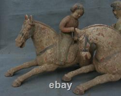 Ancienne Paire de Statue Cheval FPaire de statues de chevaux de cheval de fille