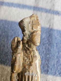 Ancienne Petite Sculpture Religieuse en Bois Saint Évêque Époque 17ème 18ème