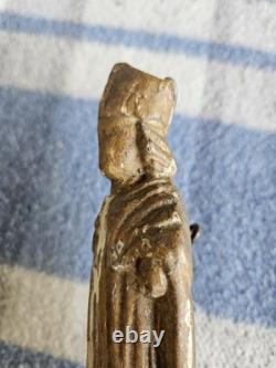 Ancienne Petite Sculpture Religieuse en Bois Saint Évêque Époque 17ème 18ème