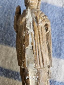 Ancienne Petite Sculpture Religieuse en Bois Saint Évêque Époque 17ème 18ème