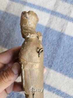 Ancienne Petite Sculpture Religieuse en Bois Saint Évêque Époque 17ème 18ème