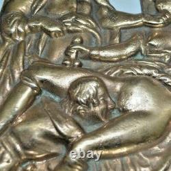Ancienne Plaque De Bronze Statue Erotique Erotic Scene Galant Tableau Pas Toile