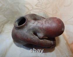 Ancienne Satuette Sculpture Terre Cuite Pichet Homme Assis Origine Asie Chine