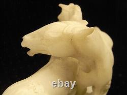 Ancienne Sculpture Animaliere Marbre Blanc Statue Groupe De Chevaux Horse