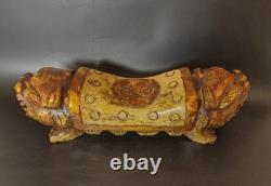 Ancienne Sculpture Coussin en Pierre Chine Repose Tête Opium Chien De Fo Chinese