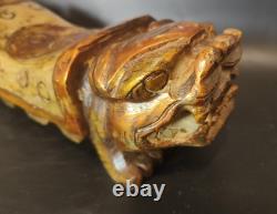 Ancienne Sculpture Coussin en Pierre Chine Repose Tête Opium Chien De Fo Chinese