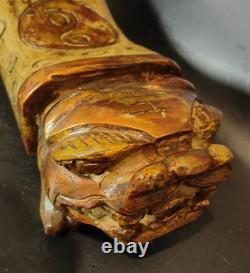 Ancienne Sculpture Coussin en Pierre Chine Repose Tête Opium Chien De Fo Chinese