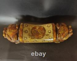 Ancienne Sculpture Coussin en Pierre Chine Repose Tête Opium Chien De Fo Chinese