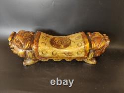 Ancienne Sculpture Coussin en Pierre Chine Repose Tête Opium Chien De Fo Chinese