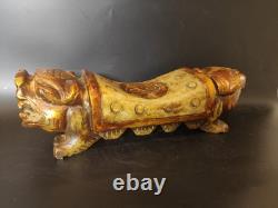 Ancienne Sculpture Coussin en Pierre Chine Repose Tête Opium Chien De Fo Chinese