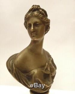 Ancienne Sculpture En Bronze Buste De Diane Déesse De La Mythologie Romaine