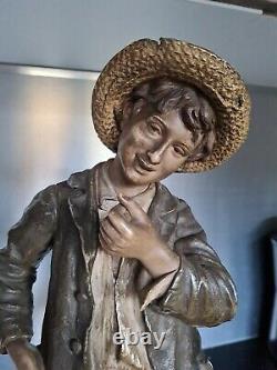 Ancienne Sculpture En Terre Cuite par Goldscheider Statue d'enfant old Xixeme