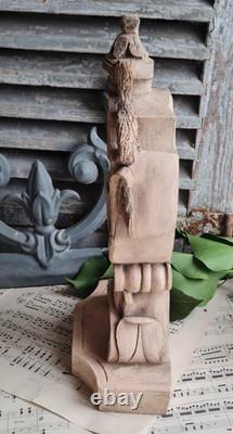 Ancienne Sculpture Porte Horloge Terre Cuite Alaphilippe Ferdinand 1880/1910