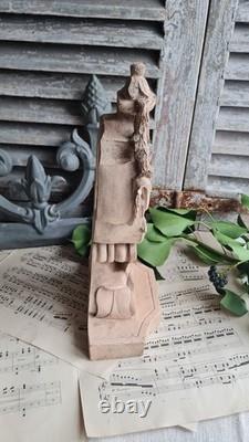 Ancienne Sculpture Porte Horloge Terre Cuite Alaphilippe Ferdinand 1880/1910