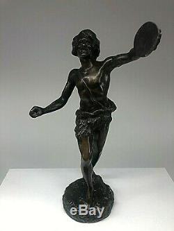 Ancienne Sculpture Statue Bronze Homme Cymbalier Signee Thillmany Xixeme 19eme