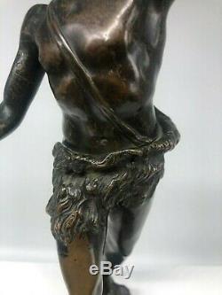 Ancienne Sculpture Statue Bronze Homme Cymbalier Signee Thillmany Xixeme 19eme