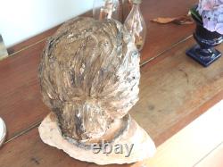 Ancienne Sculpture Statue Buste Terre Cuite Bretonne Art Populaire Breton