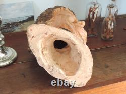 Ancienne Sculpture Statue Buste Terre Cuite Bretonne Art Populaire Breton