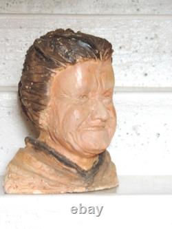 Ancienne Sculpture Statue Buste Terre Cuite Bretonne Art Populaire Breton