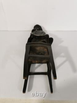 Ancienne Sculpture Statue En Bronze Jeune Fille Au Tabouret Juan Clara