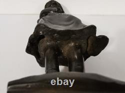 Ancienne Sculpture Statue En Bronze Jeune Fille Au Tabouret Juan Clara