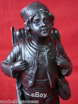 Ancienne Sculpture Statue Zouave En Regule Signe L. Goyeau