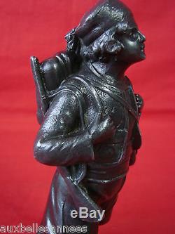 Ancienne Sculpture Statue Zouave En Regule Signe L. Goyeau
