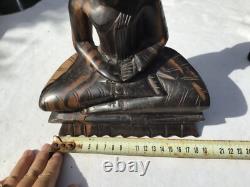 Ancienne Sculpture Statue bois ébène Bouddha Tibet Birmanie Art Populaire
