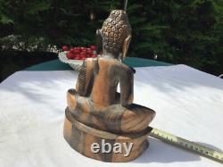 Ancienne Sculpture Statue bois ébène Bouddha Tibet Birmanie Art Populaire