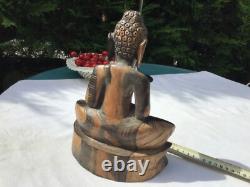 Ancienne Sculpture Statue bois ébène Bouddha Tibet Birmanie Art Populaire