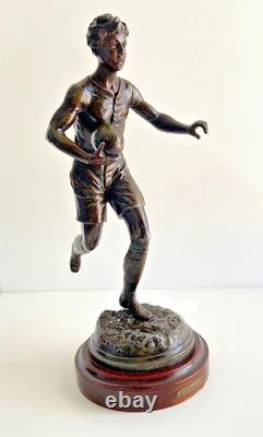 Ancienne Sculpture Statue en Régule Patine Bronze Signée GUILLEMIN Rugby 1900