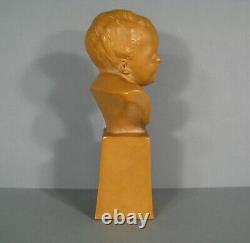 Ancienne Sculpture Terre Cuite D'art Buste Enfant Signé Joseph Le Guluche