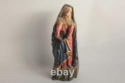 Ancienne Sculpture Vierge bois polychrome (75863)