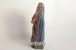 Ancienne Sculpture Vierge bois polychrome (75863)