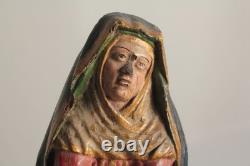 Ancienne Sculpture Vierge bois polychrome (75863)