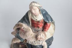 Ancienne Sculpture bois polychrome Pieta Vierge de Piété (72880)